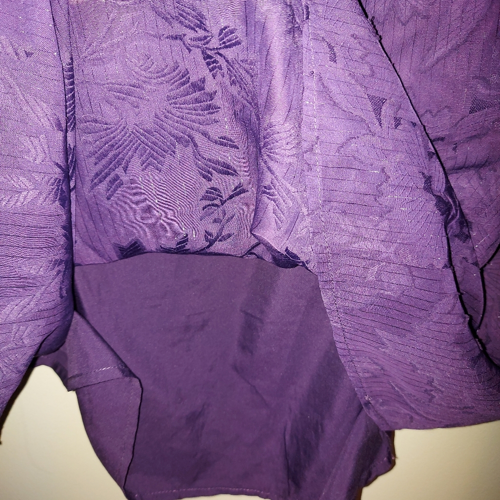 Addition Elle Purple Floral Balloon Sleeve Dress - Picture 9 of 13
